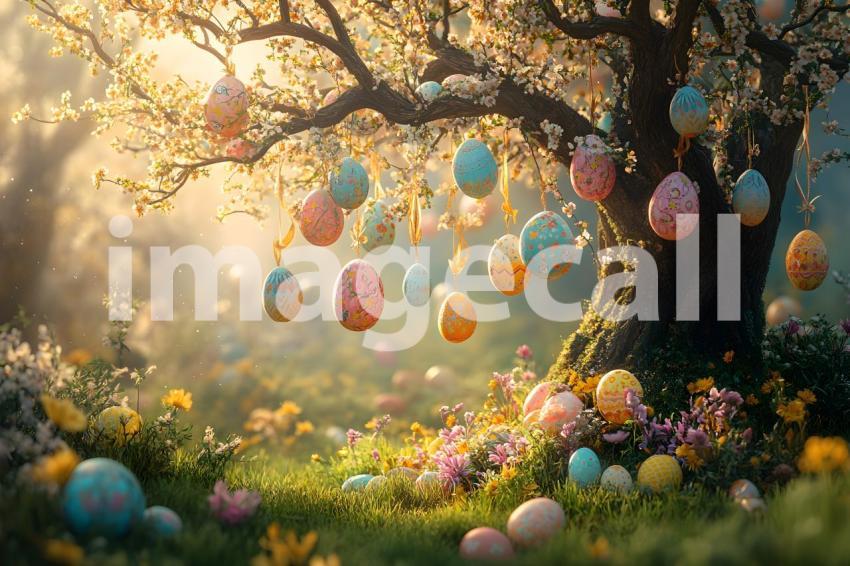 009 easter egg tree 5 backdrops bd25452