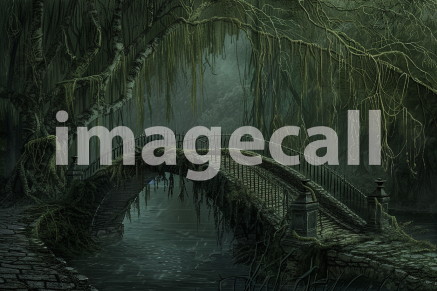 Cspreeti A haunted bridge surrounded by a forest of ghostly w 17f12366 1681 40f9 a838 b5c4613a129e 2