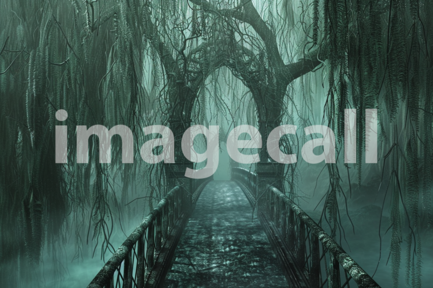 Cspreeti A haunted bridge surrounded by a forest of ghostly w 17f12366 1681 40f9 a838 b5c4613a129e 1