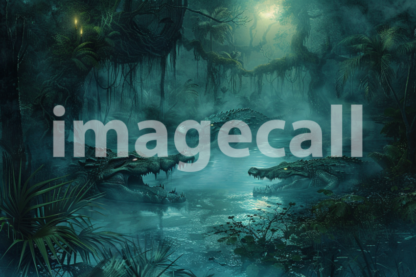 Cspreeti A haunted jungle surrounded by a river of ghostly mi 16c480a9 70ba 4ae8 aab9 eead9be5f6b5 0