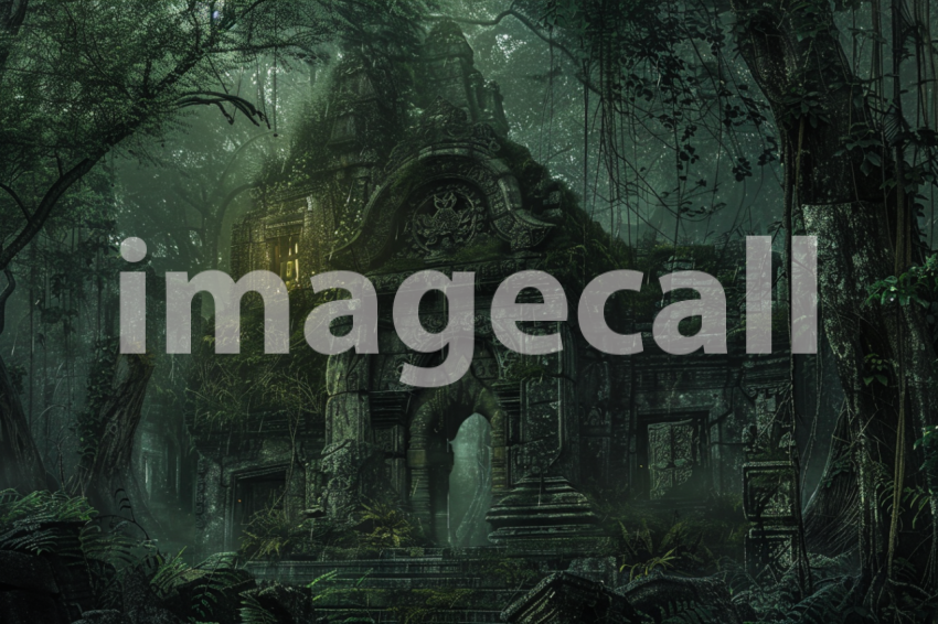 Cspreeti A haunted jungle surrounded by towering trees that s c72b53d0 ade8 474c 9b8a 99675623fb58 0