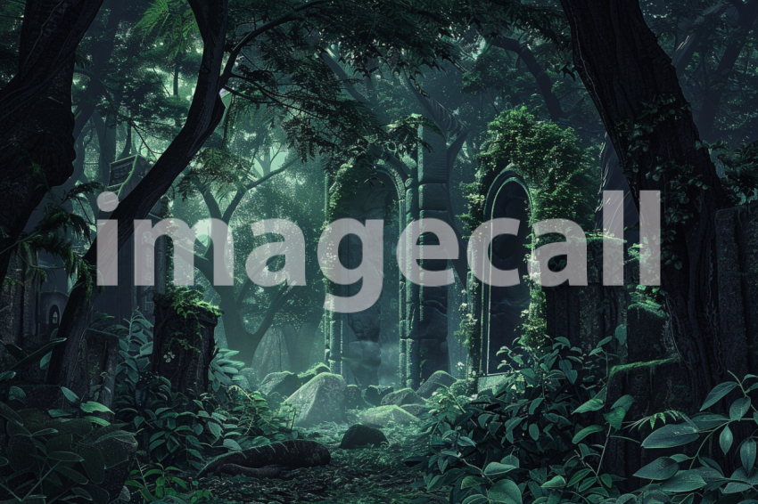 Cspreeti A haunted jungle surrounded by towering trees that s c72b53d0 ade8 474c 9b8a 99675623fb58 2