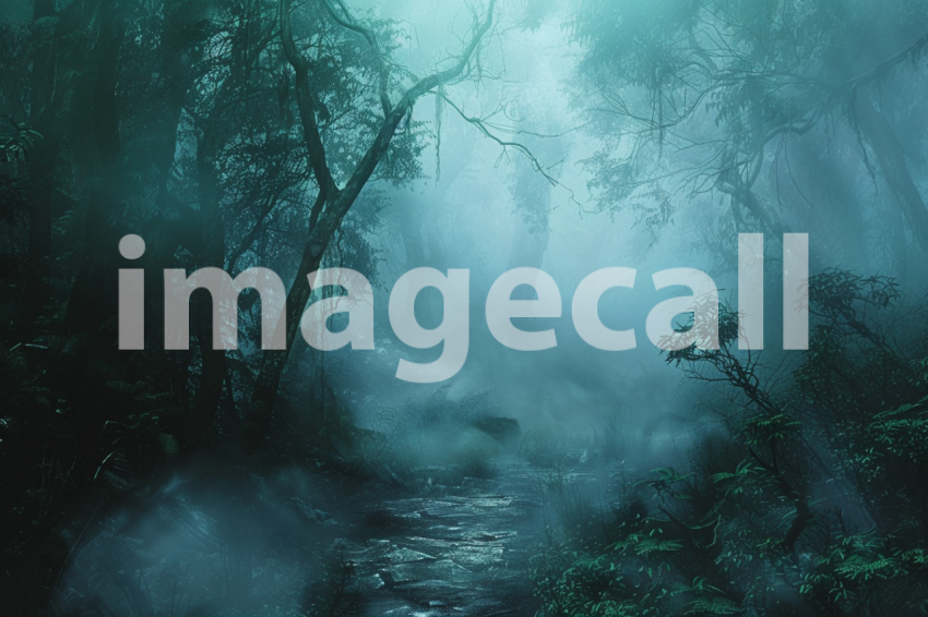 Cspreeti A haunted jungle surrounded by a spectral mist that  d9550016 e72a 4b91 a266 9b684f7b3f95 3