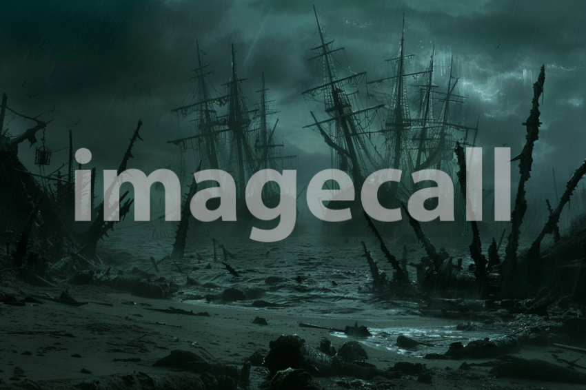 Cspreeti A haunted sea coast surrounded by a forest of ghostl 8f66bb04 1a5a 4b16 a603 00e5b04710e5 0