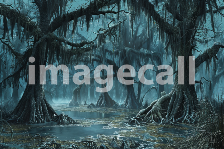 Cspreeti A haunted swamp surrounded by gnarled cypress trees  a0c7e734 f4d2 488b ad92 2f45afd80423 1