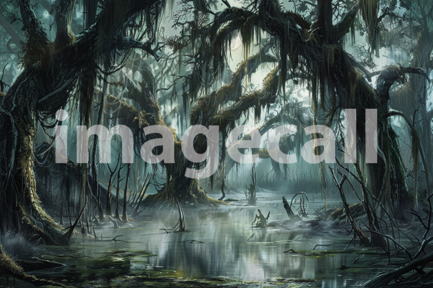 Cspreeti A haunted swamp surrounded by gnarled cypress trees  a0c7e734 f4d2 488b ad92 2f45afd80423 0