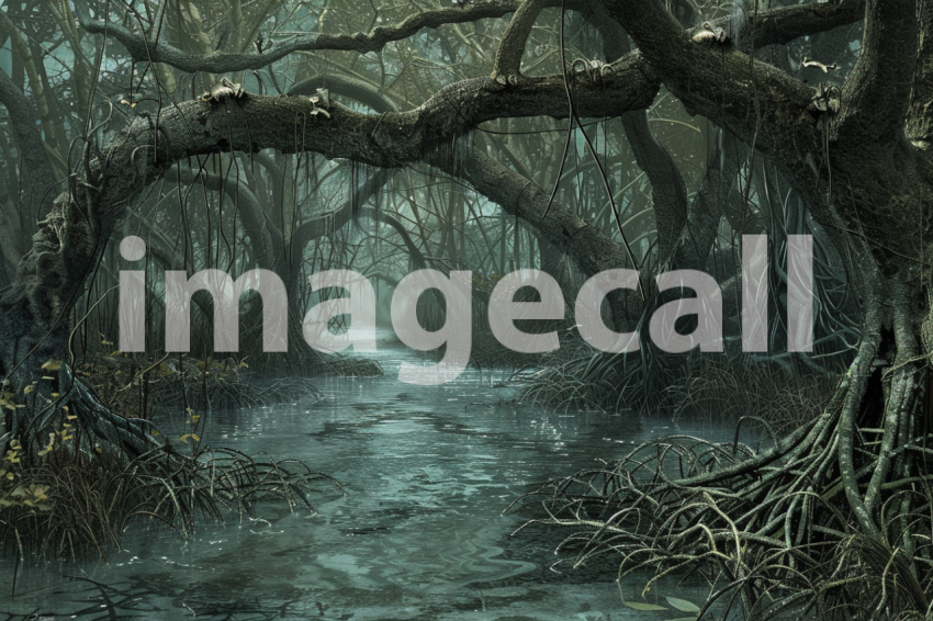 Cspreeti A haunted swamp surrounded by twisted mangrove trees b737ffdc ae46 4f62 ae1a ffc888666b35 0
