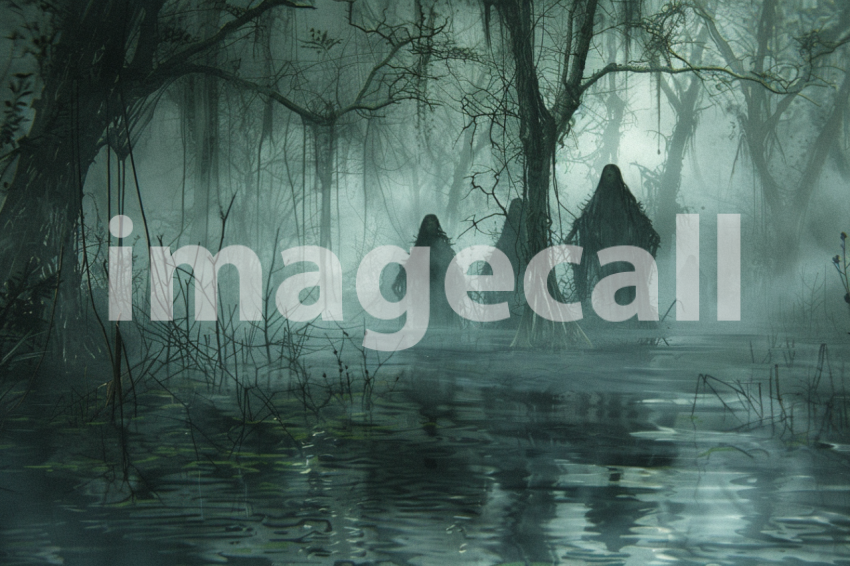 Cspreeti Ghostly figures move through the haunted swamps mist 661d311e 0dec 4c7e be35 27d562306e79 0