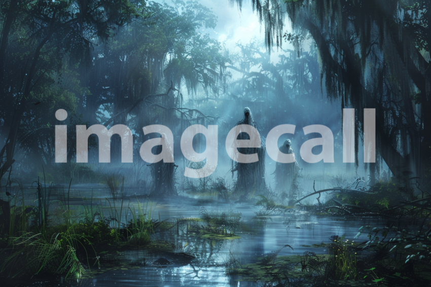 Cspreeti Ghostly figures move through the haunted swamps mist 661d311e 0dec 4c7e be35 27d562306e79 3