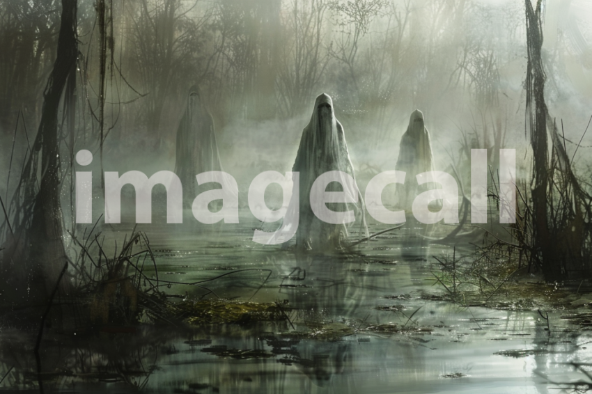 Cspreeti Ghostly figures move through the haunted swamps mist 661d311e 0dec 4c7e be35 27d562306e79 2