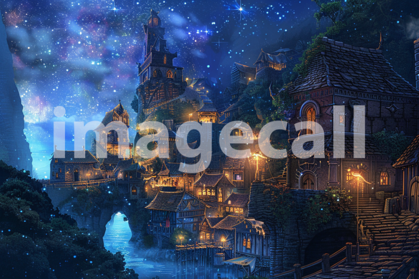 Cspreeti A village enveloped in an enchanted twilight as the  5d8989ed 47d6 401b 9b5b 9f46346499bf 0