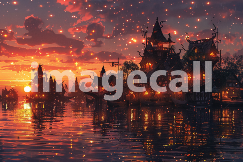 Cspreeti A village enveloped in an enchanted twilight as the  f7478a5a 5d63 491d 9470 9a4c62b13cad 0