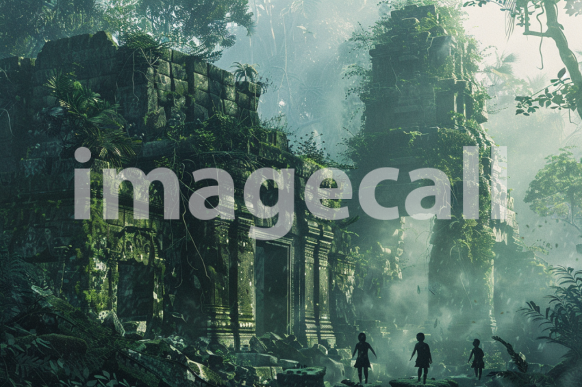 Cspreeti Children play among ancient ruins overgrown with vin 3e7ba40d 5fb1 4366 ae34 3258ff804c51 2