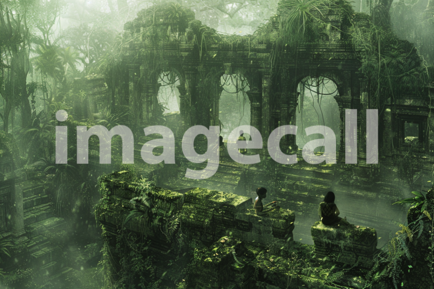 Cspreeti Children play among ancient ruins overgrown with vin 3e7ba40d 5fb1 4366 ae34 3258ff804c51 0