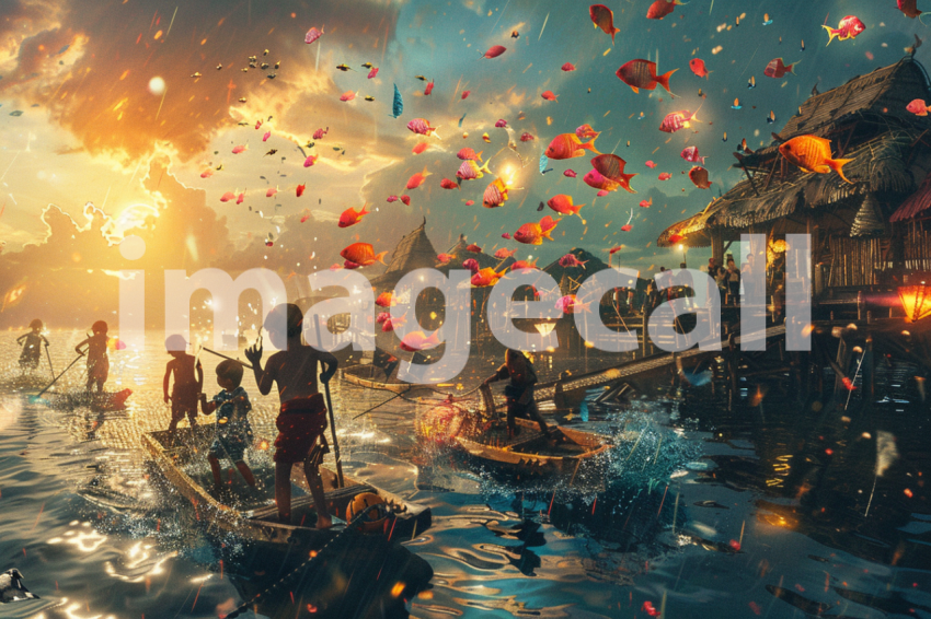 Cspreeti Children play on makeshift rafts and floating platfo 08b494de 3e98 4dd1 9bcc 3daadbc4b86b 3