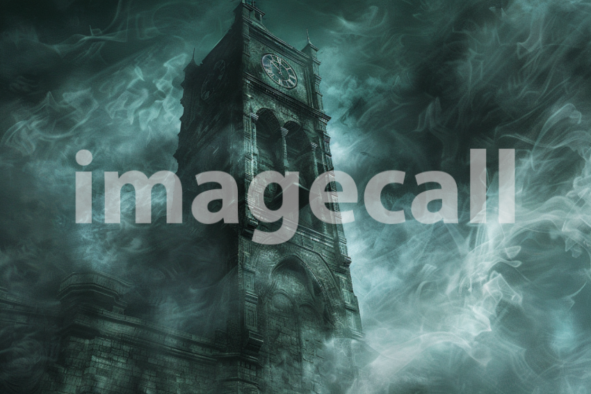 Cspreeti A haunted clock tower surrounded by swirling mists i fe4f64e3 3f4f 44a9 886a 4940409b6de7 2