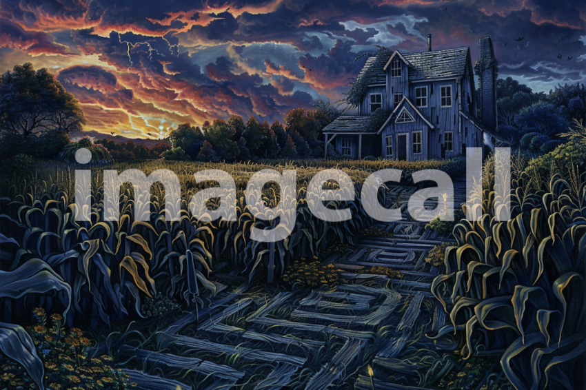 Cspreeti A haunted farm surrounded by a spectral cornfield ma 371a3464 3de3 4a45 ad89 c0c265b49d10 0