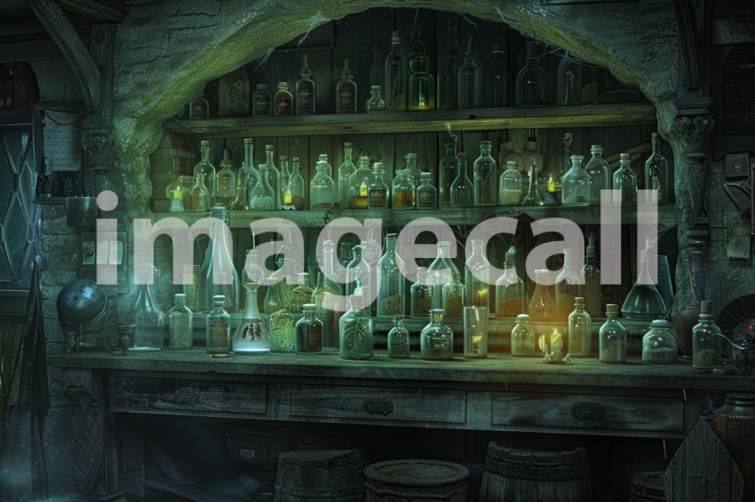 Cspreeti Haunted village apothecary its shelves lined with ja 458b5fe0 19ee 402a 80f9 998c329afd83 1