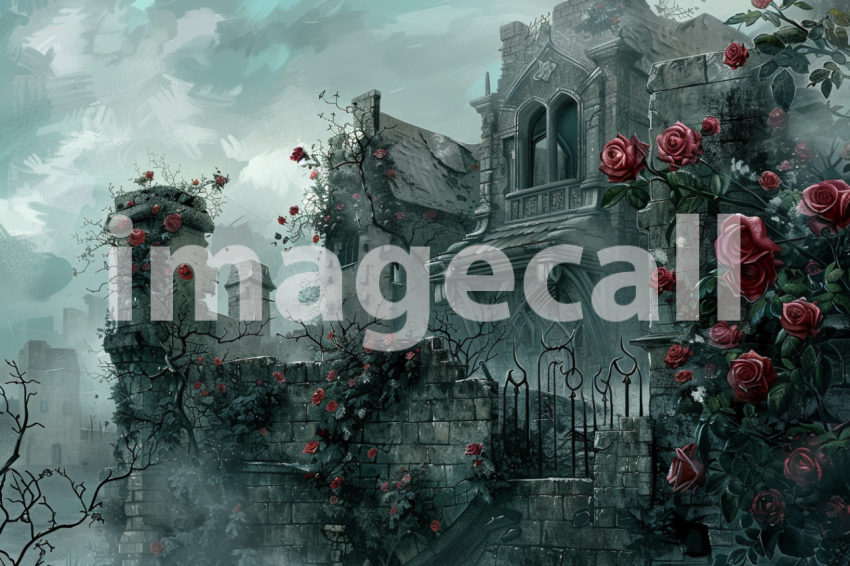 Cspreeti Wilted roses climb the crumbling walls of a haunted  33e92590 22ec 4815 aad9 20d92de34cfd 2