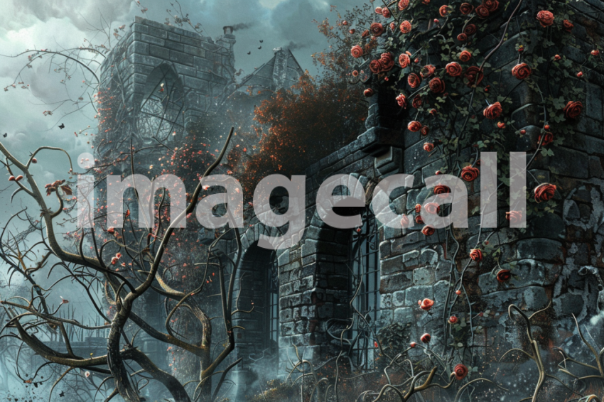 Cspreeti Wilted roses climb the crumbling walls of a haunted  33e92590 22ec 4815 aad9 20d92de34cfd 3