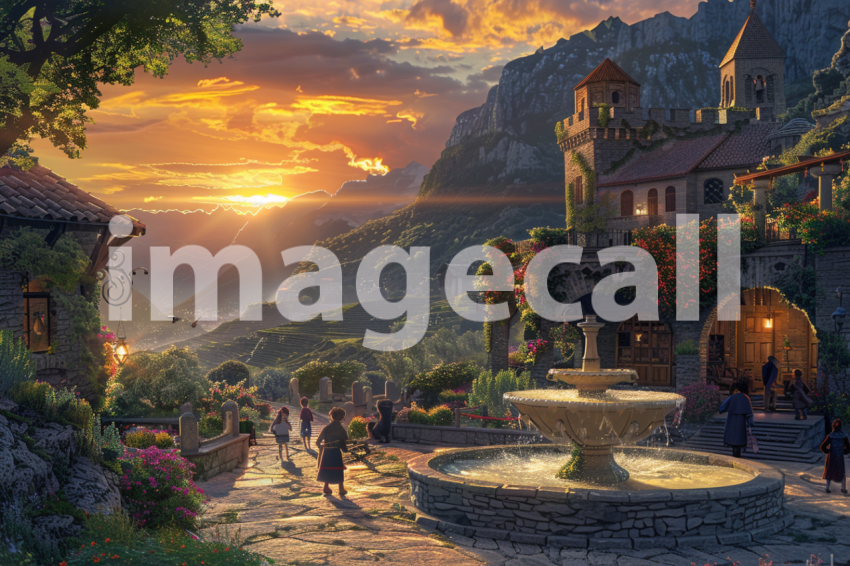 Cspreeti Children play in the village square at sunset their  f96d8aa4 7adc 49c0 8fde 49d93407146c 3