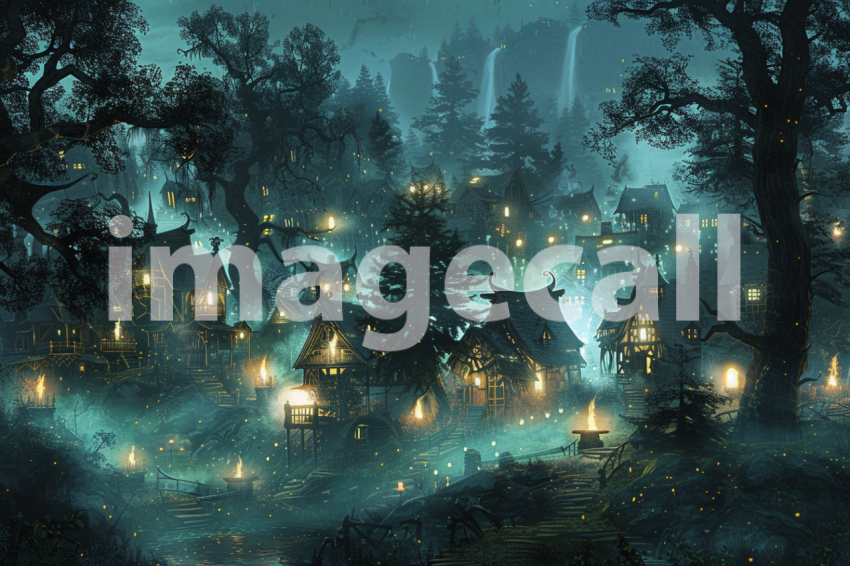 Cspreeti A haunted village bathed in the eerie glow of will o bfa31c1c 8918 4aa5 8ea6 d56195da73f9 0
