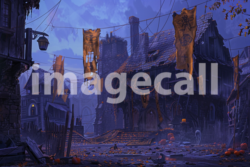 Cspreeti Tattered banners flutter in the haunted village squa 2a25cb15 d1bf 4d00 82c0 91b542576eac 0