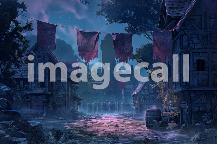 Cspreeti Tattered banners flutter in the haunted village squa 2a25cb15 d1bf 4d00 82c0 91b542576eac 3