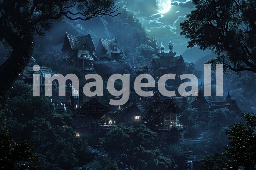 Cspreeti A village surrounded by dark forests the moonlight f 82a65a43 3c90 4420 93fb 98023c2d6779 3