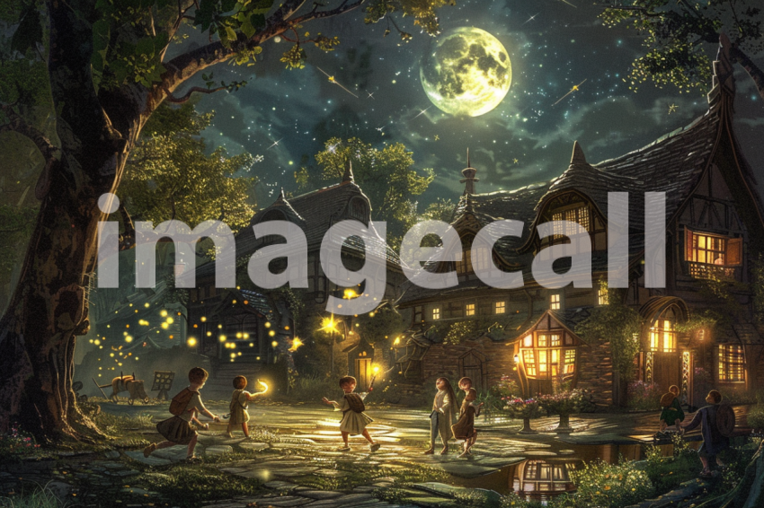 Cspreeti Children play beneath the silver beams of the full m 5c0cae83 eb36 436d 98e1 797e1353d32e 3