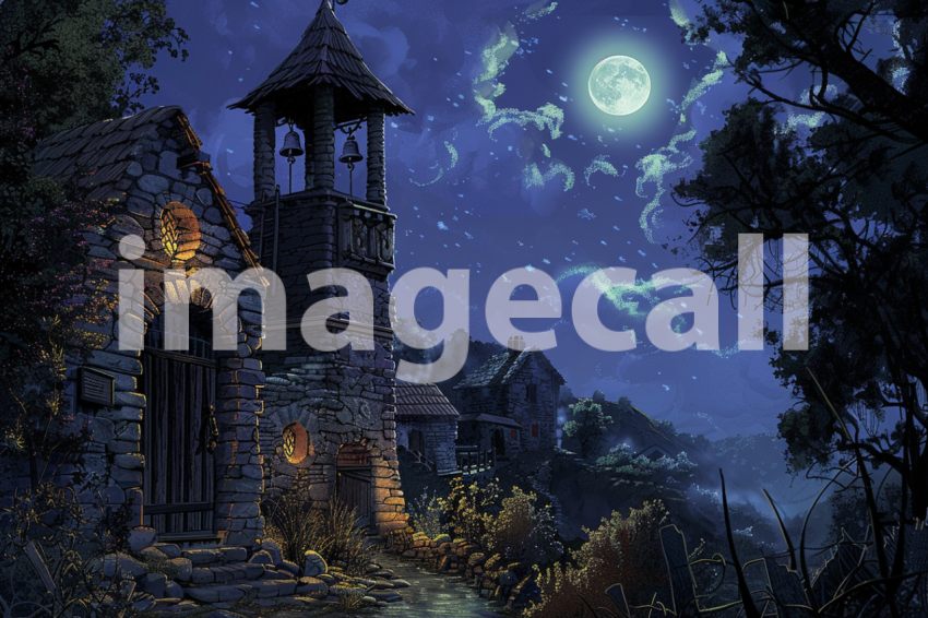 Cspreeti The villages bell tower stands tall against the nigh 8d35fd02 a1eb 4fad a4c9 fb3b42ebda7d 0