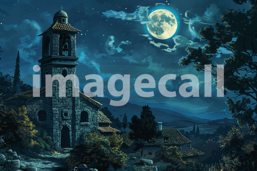 Cspreeti The villages bell tower stands tall against the nigh 8d35fd02 a1eb 4fad a4c9 fb3b42ebda7d 1