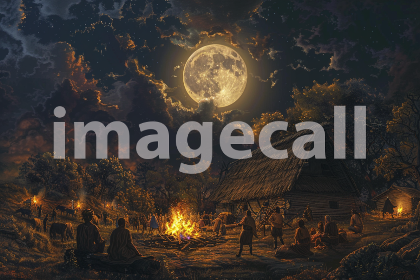 Cspreeti Villagers gather at the village bonfire their faces  ec347d49 0669 45ab b5e5 b6b27ec331dd 3