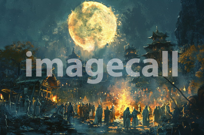 Cspreeti Villagers gather at the village bonfire their faces  ec347d49 0669 45ab b5e5 b6b27ec331dd 1