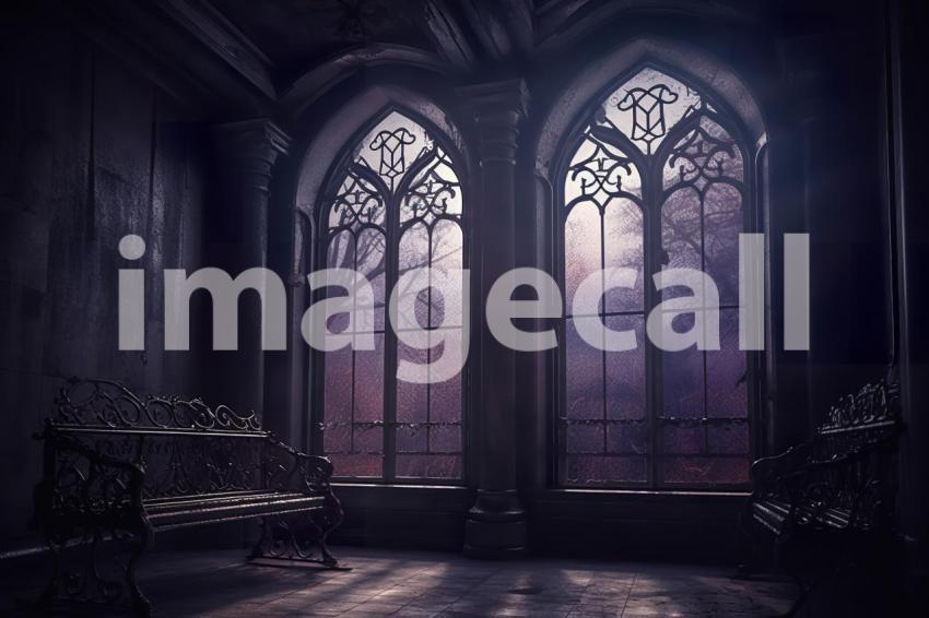 A009 Dark Gothic Purple Window Backdrop (3)