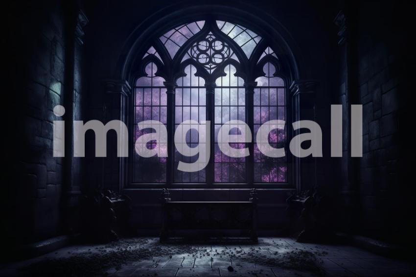 A009 Dark Gothic Purple Window Backdrop (1)