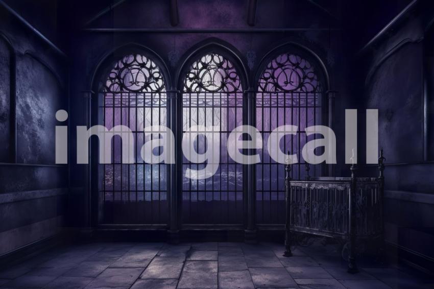A009 Dark Gothic Purple Window Backdrop (4)