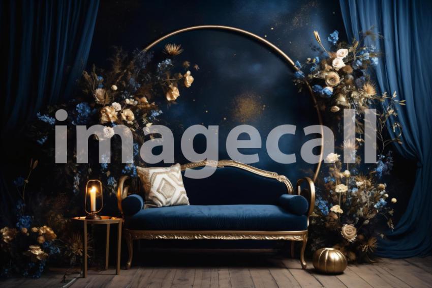 A168 Blue Navy Blue Floral Arch (4)