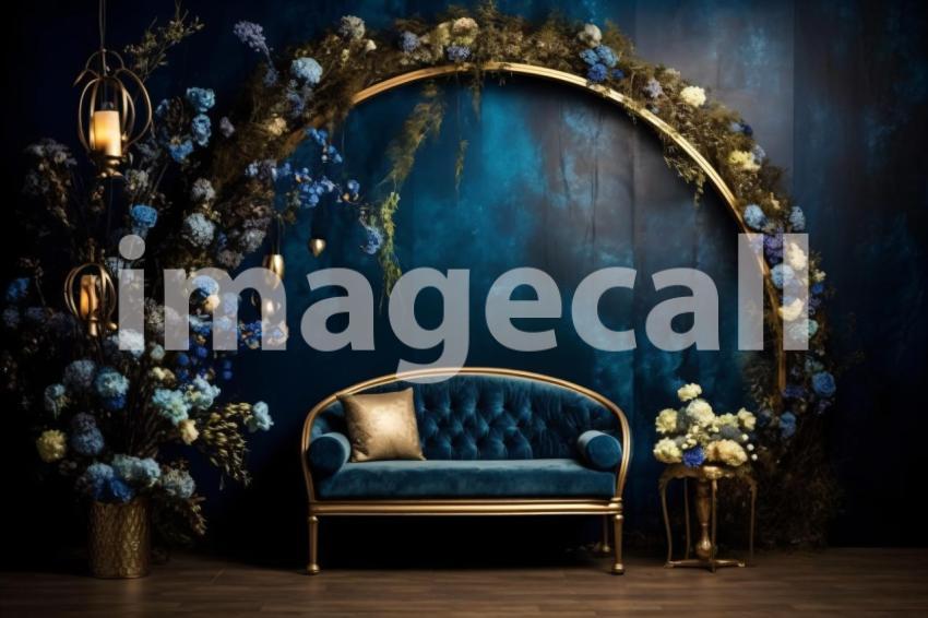 A168 Blue Navy Blue Floral Arch (7)