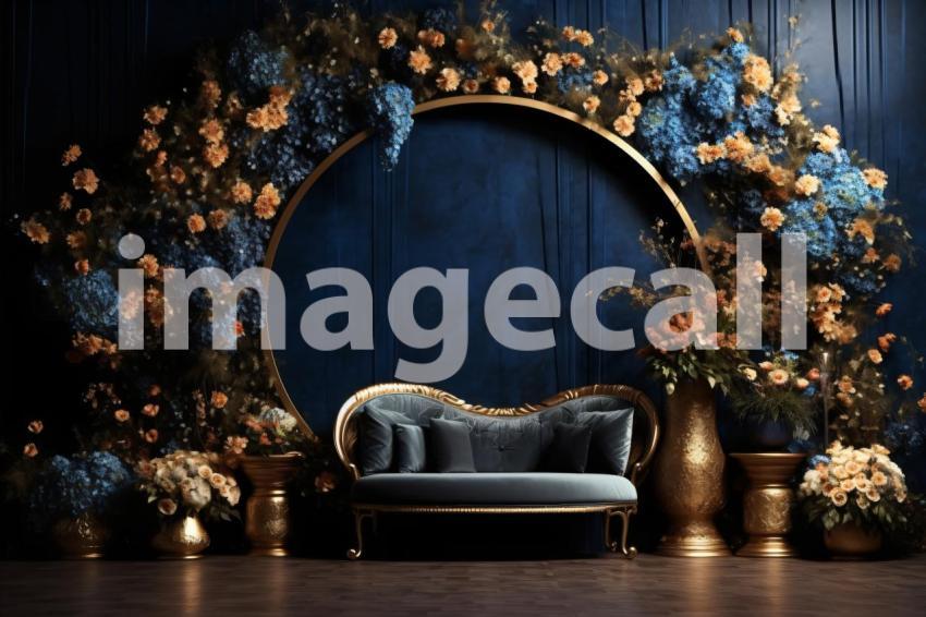 A168 Blue Navy Blue Floral Arch (8)