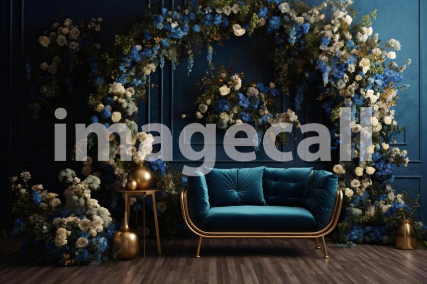 A168 Blue Navy Blue Floral Arch (9)