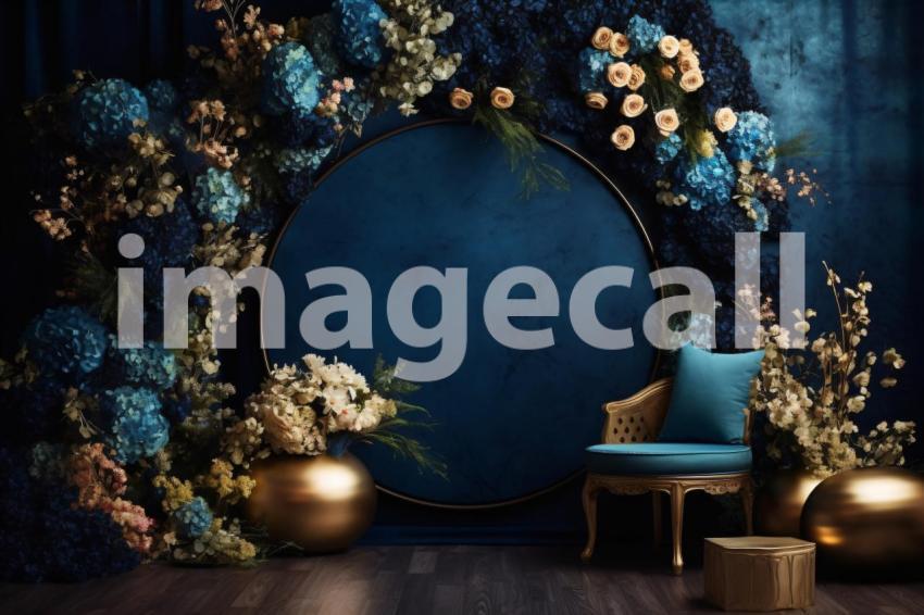 A168 Blue Navy Blue Floral Arch (1)