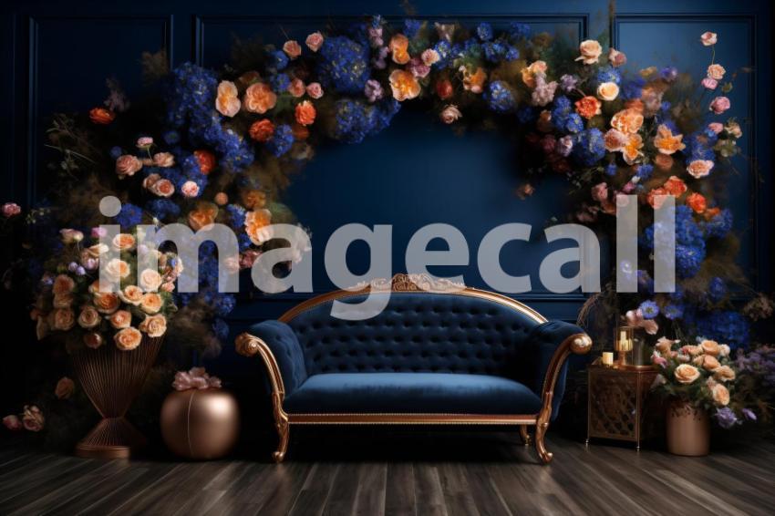 A168 Blue Navy Blue Floral Arch (10)