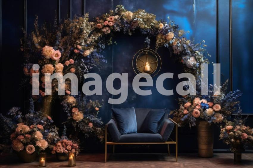 A168 Blue Navy Blue Floral Arch (11)