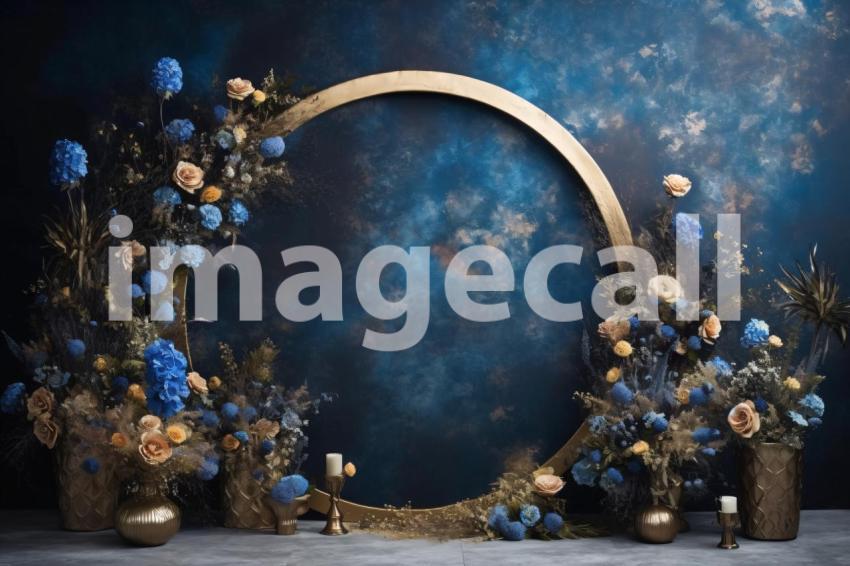 A168 Blue Navy Blue Floral Arch (3)