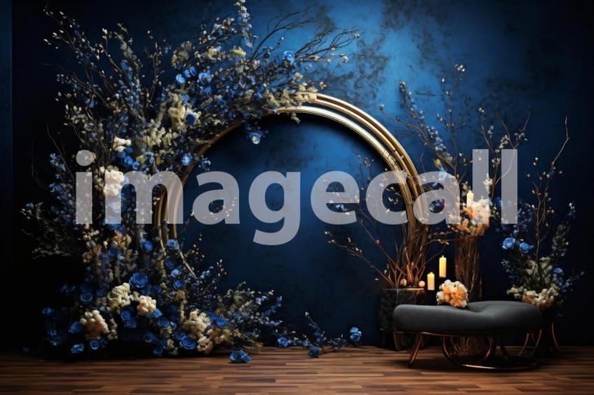 A168 Blue Navy Blue Floral Arch (2)
