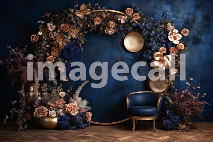 A168 Blue Navy Blue Floral Arch (6)