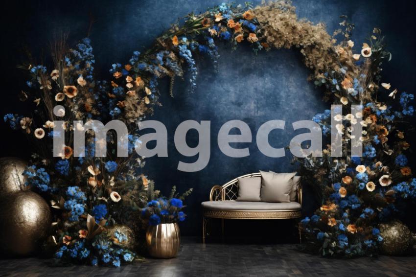 A168 Blue Navy Blue Floral Arch (5)