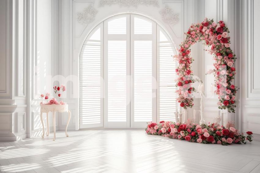 A041WhiteRoomwithRedFlowersBackdrop