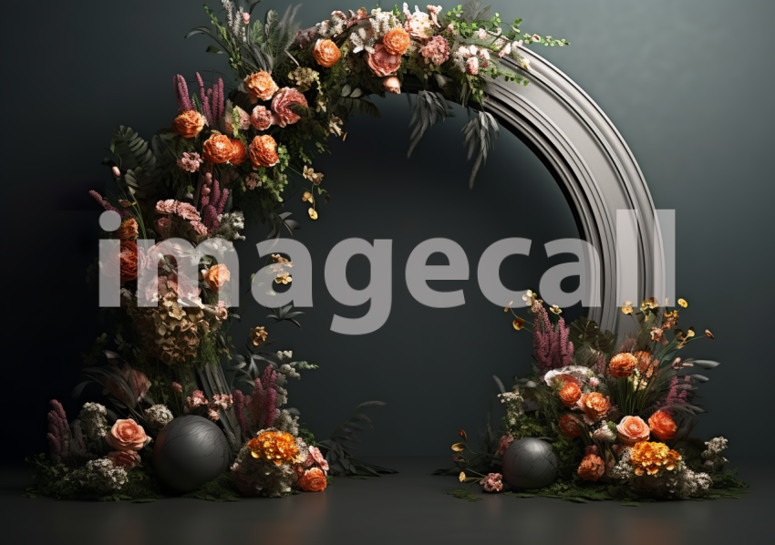 A060 Dark Grey Floral Arch Backdrops (10)